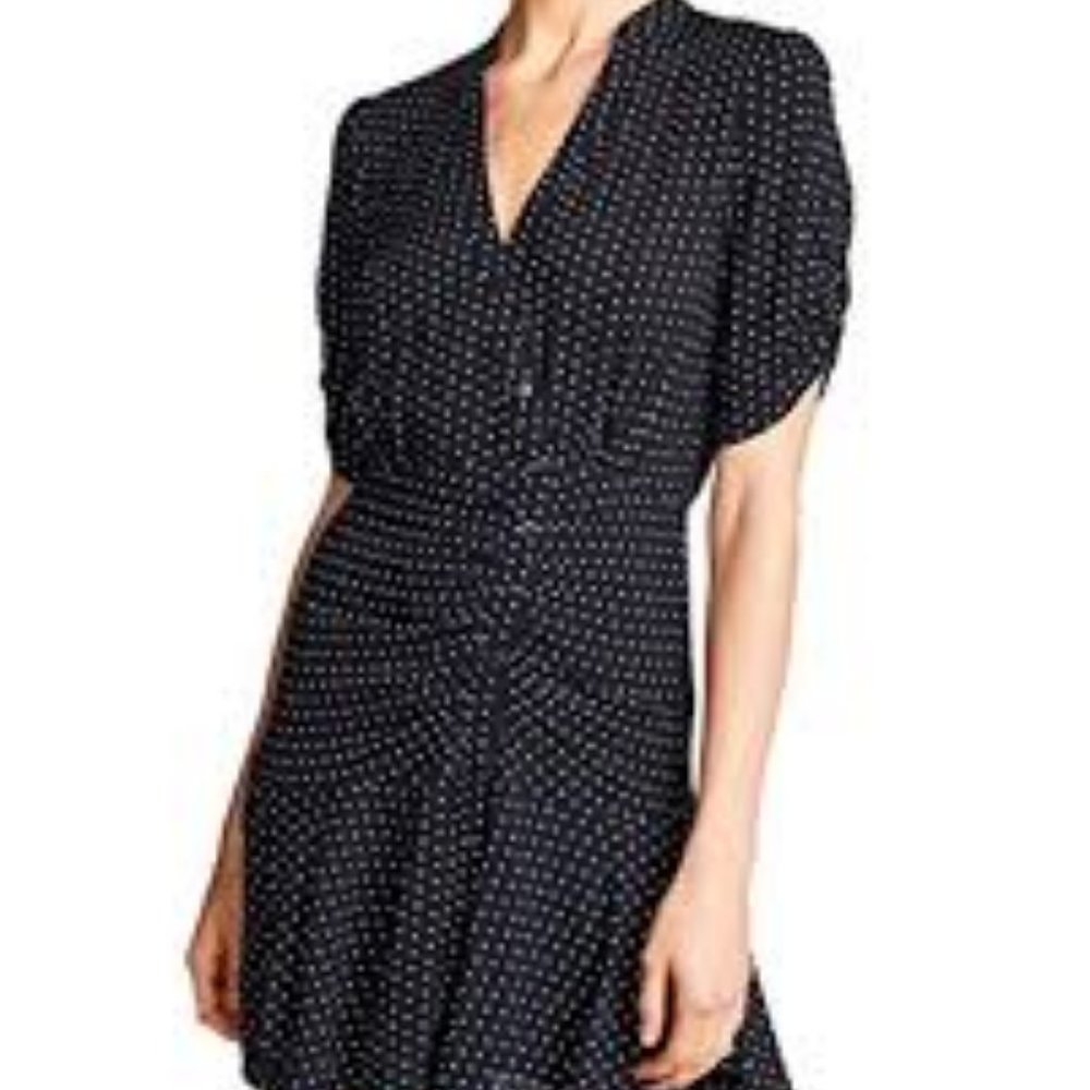 Free People Pippa Polka Dot Print Mini Dress,Black
